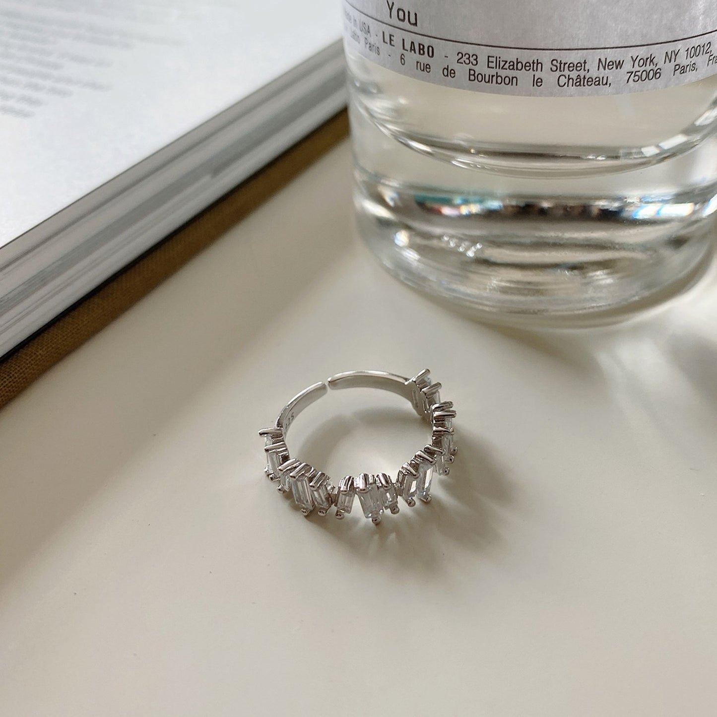 Sterling Silver S925 Zirconia Crystal Art Irregular Adjustable Ring Gift for Her - Pantsnsox