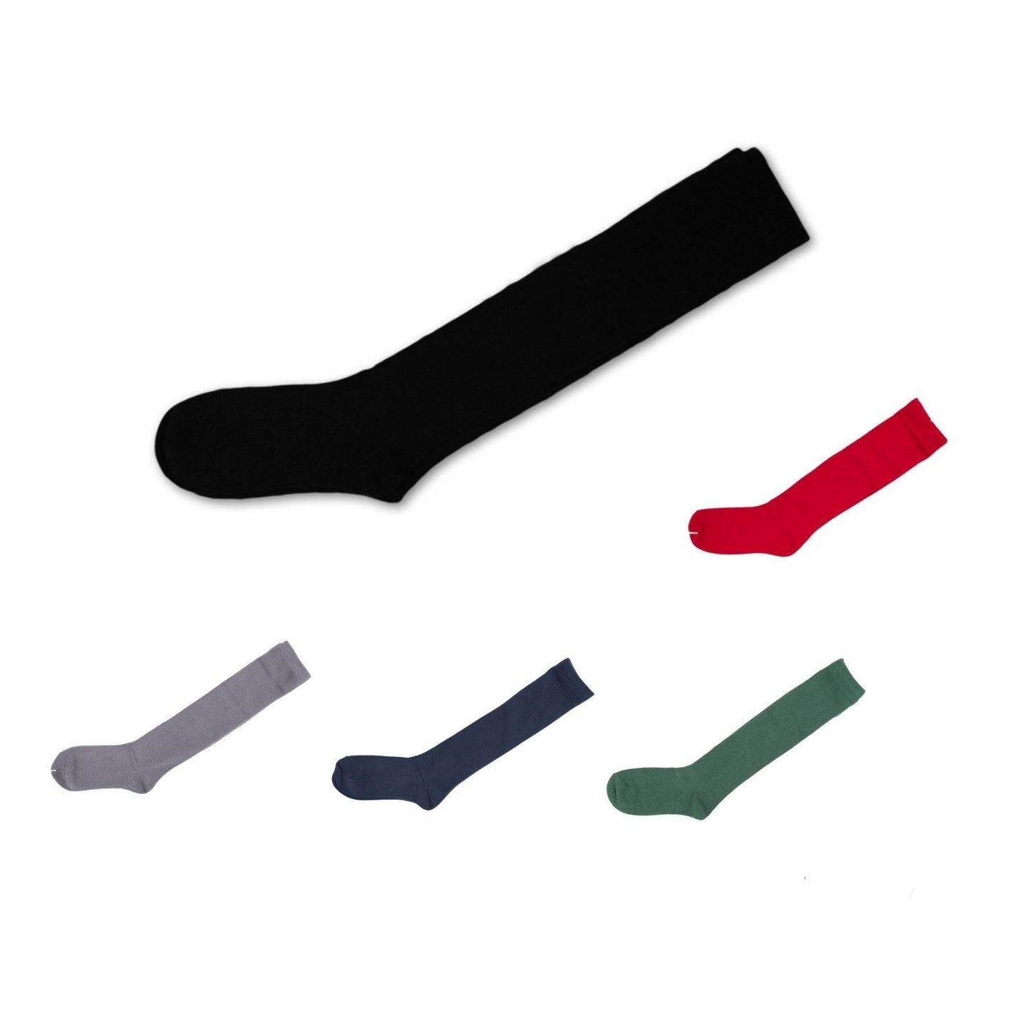 6 Pairs Girls School Knee High Cotton Socks Plain Black White Navy Socks 5-8 9-12 13-3 - Pantsnsox