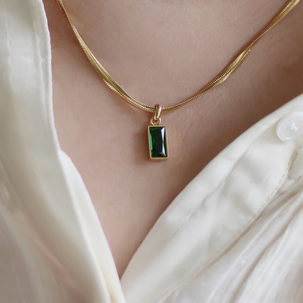 Natural Stone Pendant Necklace Gold Plated Necklace Gift for Women