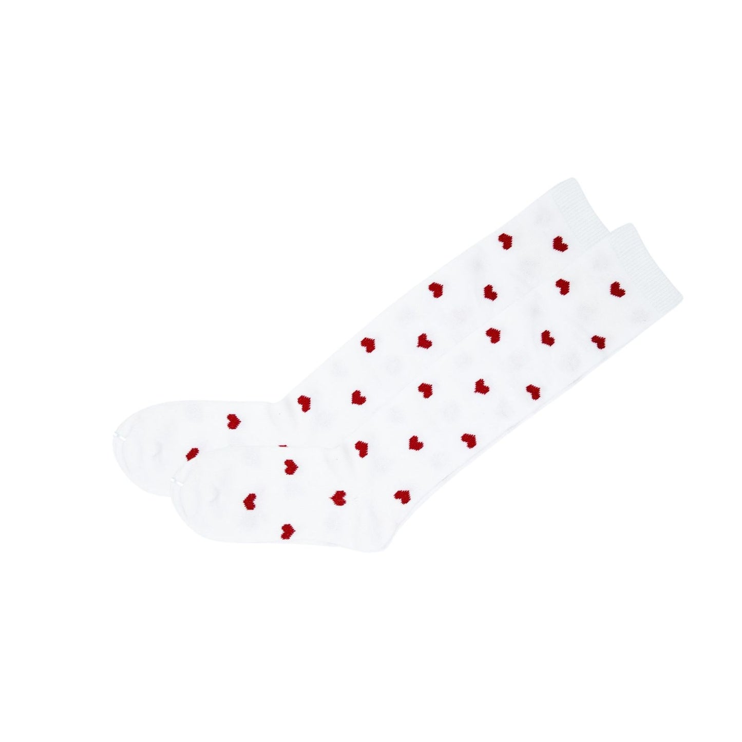 Girls 2 Pairs Knee High Red Heart Socks