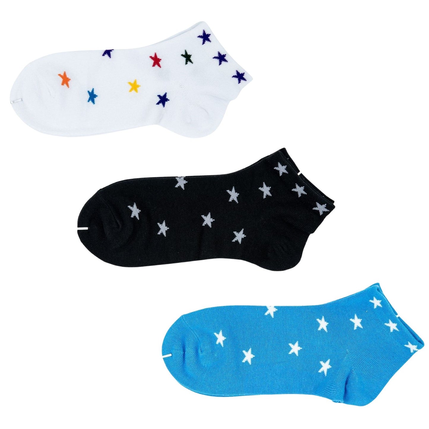 Womens 3 Pairs of Low Cut Stars Women Girls Cotton Socks