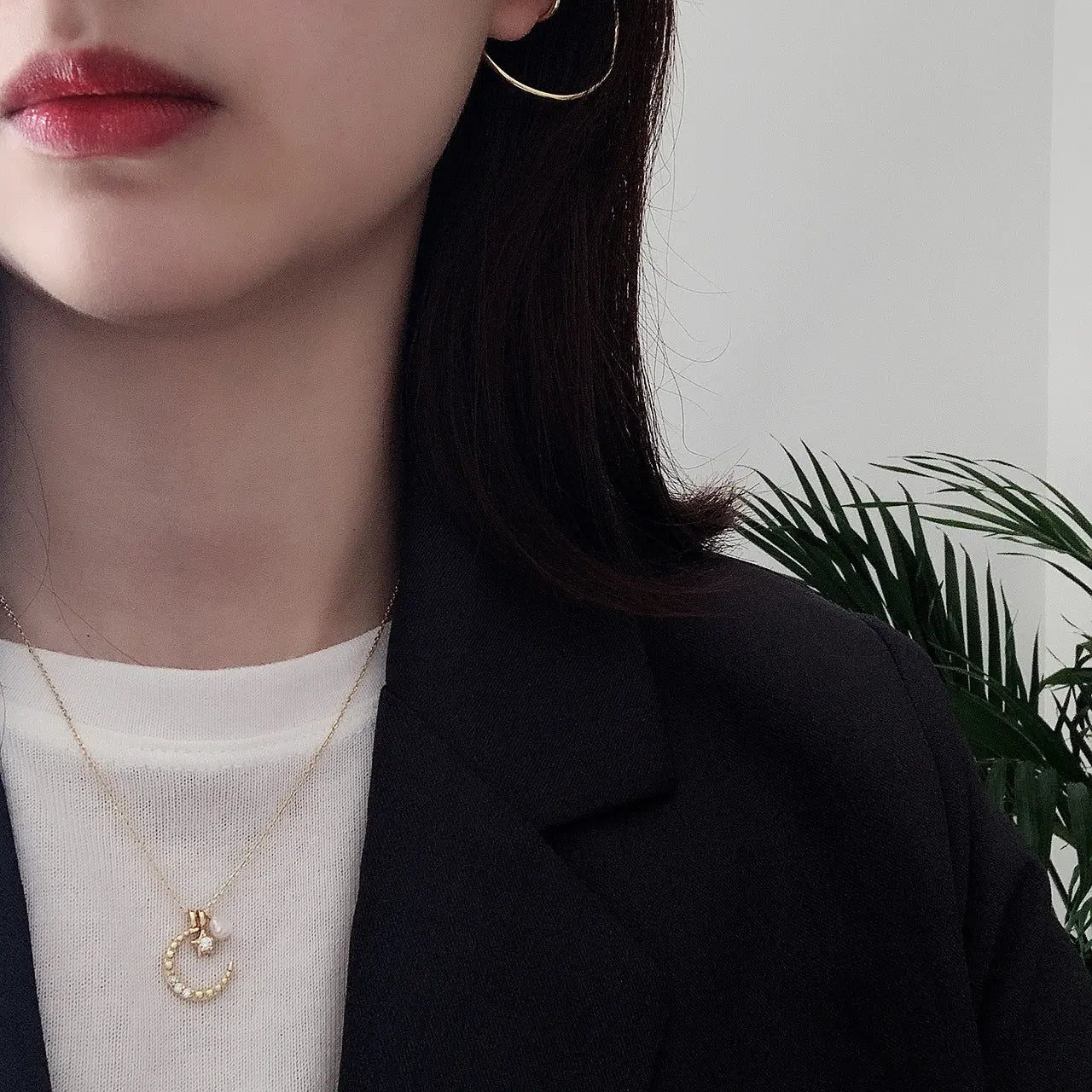 Celestial Elegance S925 Silver Star Moon Pendant Necklace Natural Baroque Pearl Crushes.