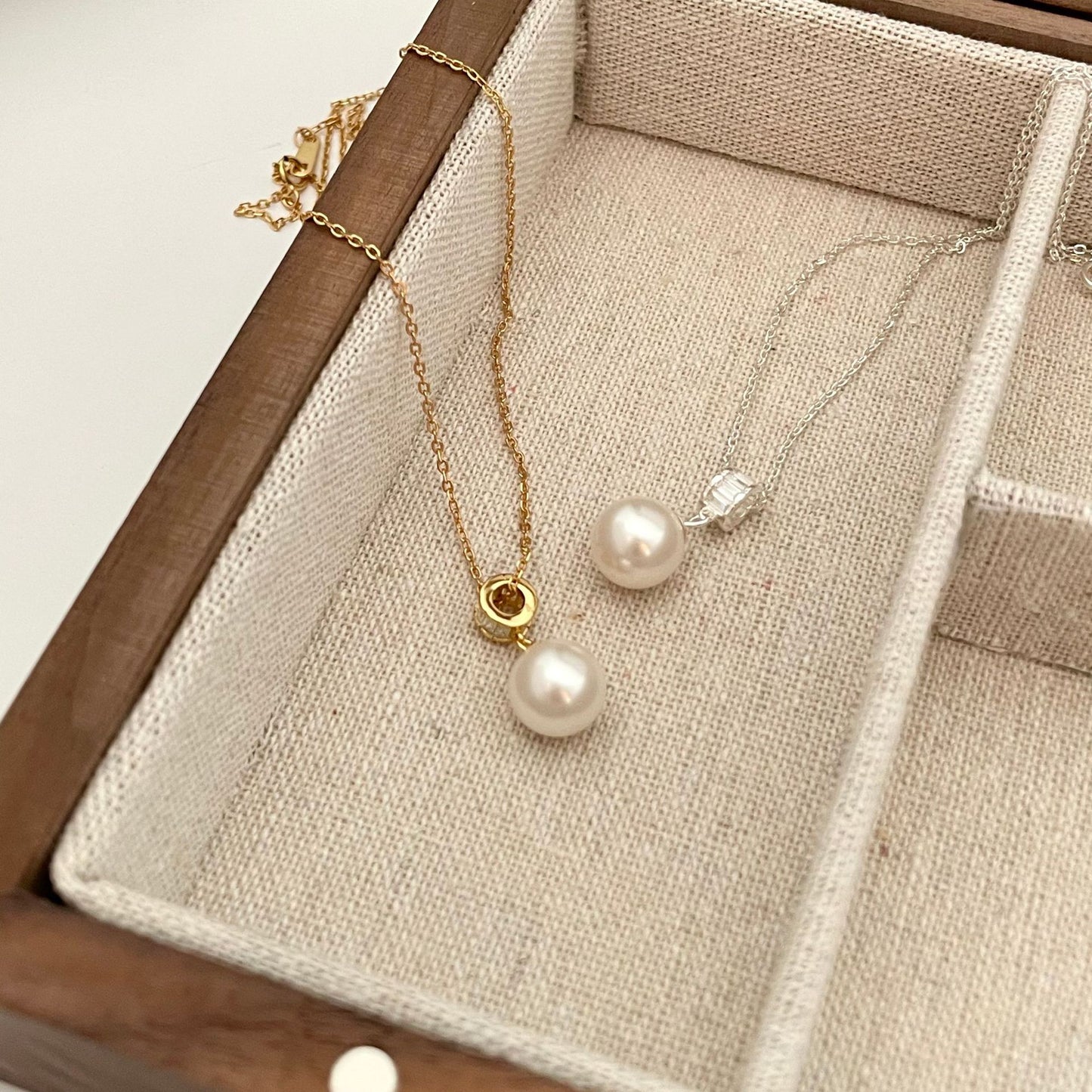 Classic Essential Unique Pearl Sterling Silver S925 Pendant Necklace