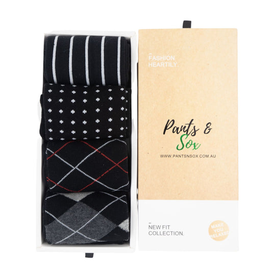 Casual Black Diamond Toe Socks Gift Box