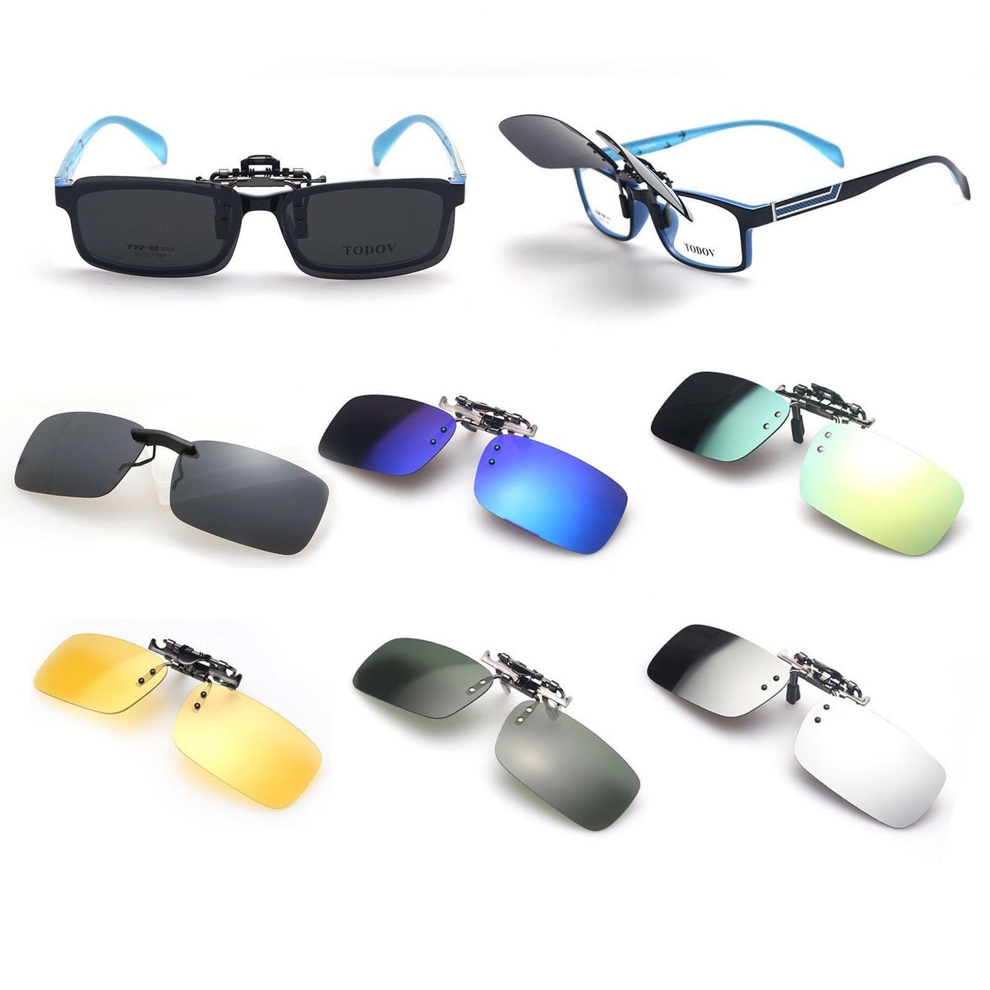 Fashion Retro Polarized Clip On flap up Sunglasses UV 400 Protection Mens Womens - Pantsnsox