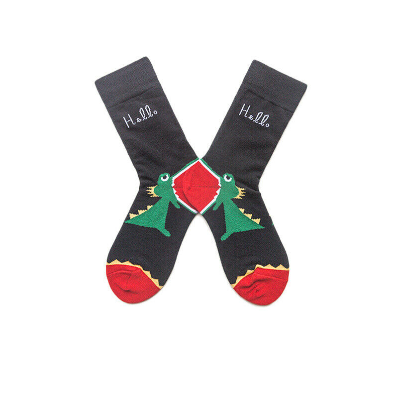 Men Dinosaurs Animal Cartoon Crew Cotton Dinosaur Fashion Socks 6-11 - Pantsnsox