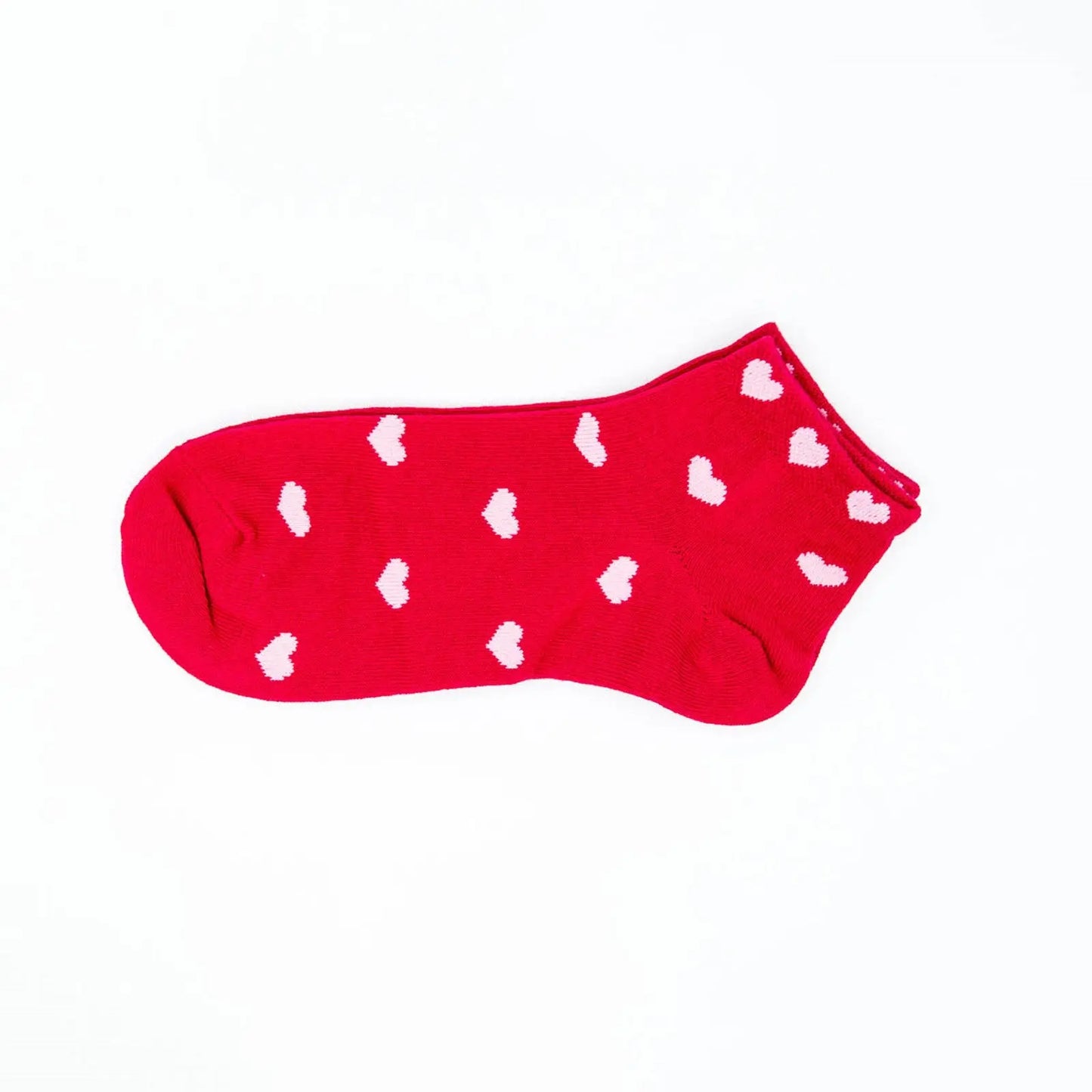 Low Cut 3 Pairs Women Heart Cotton Socks Red White Heart