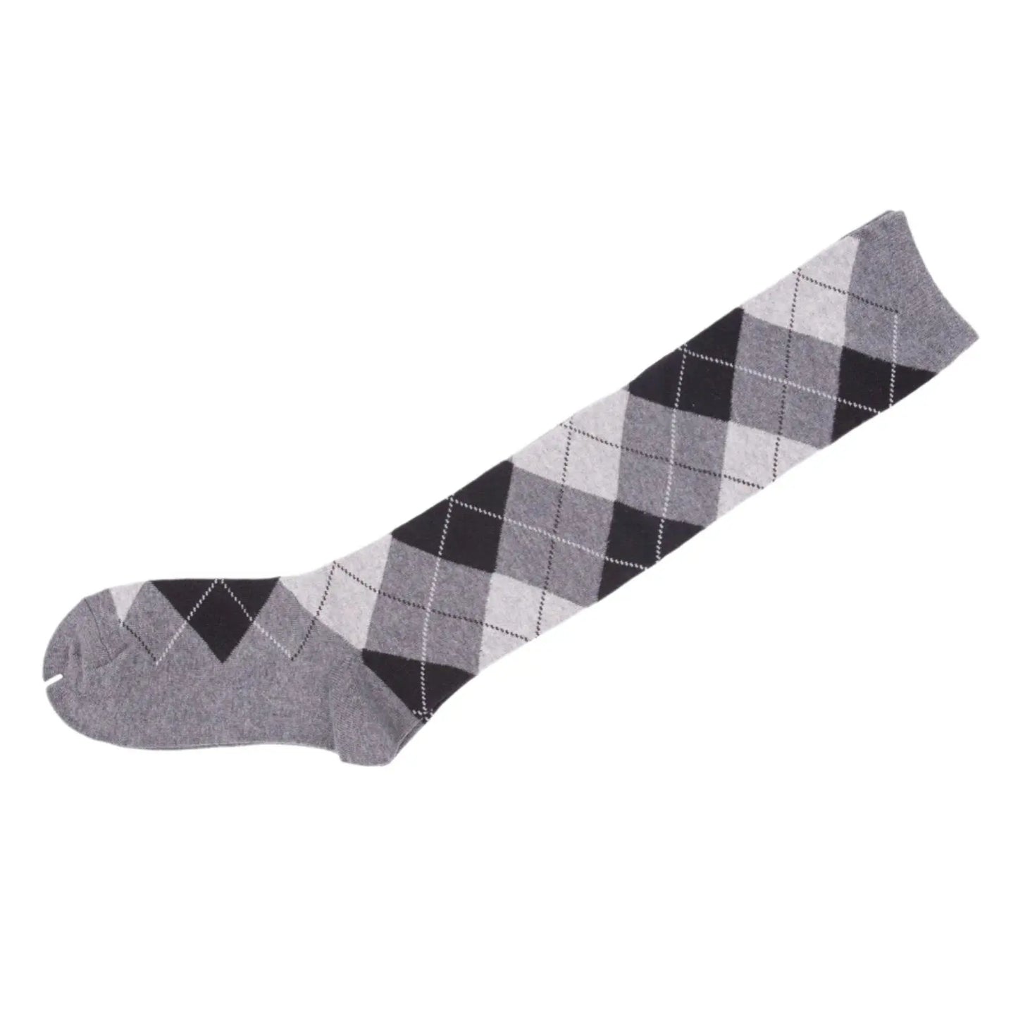 Knee High Socks Grey Diamond Check Ladies Long Womens AU Stock - Pantsnsox