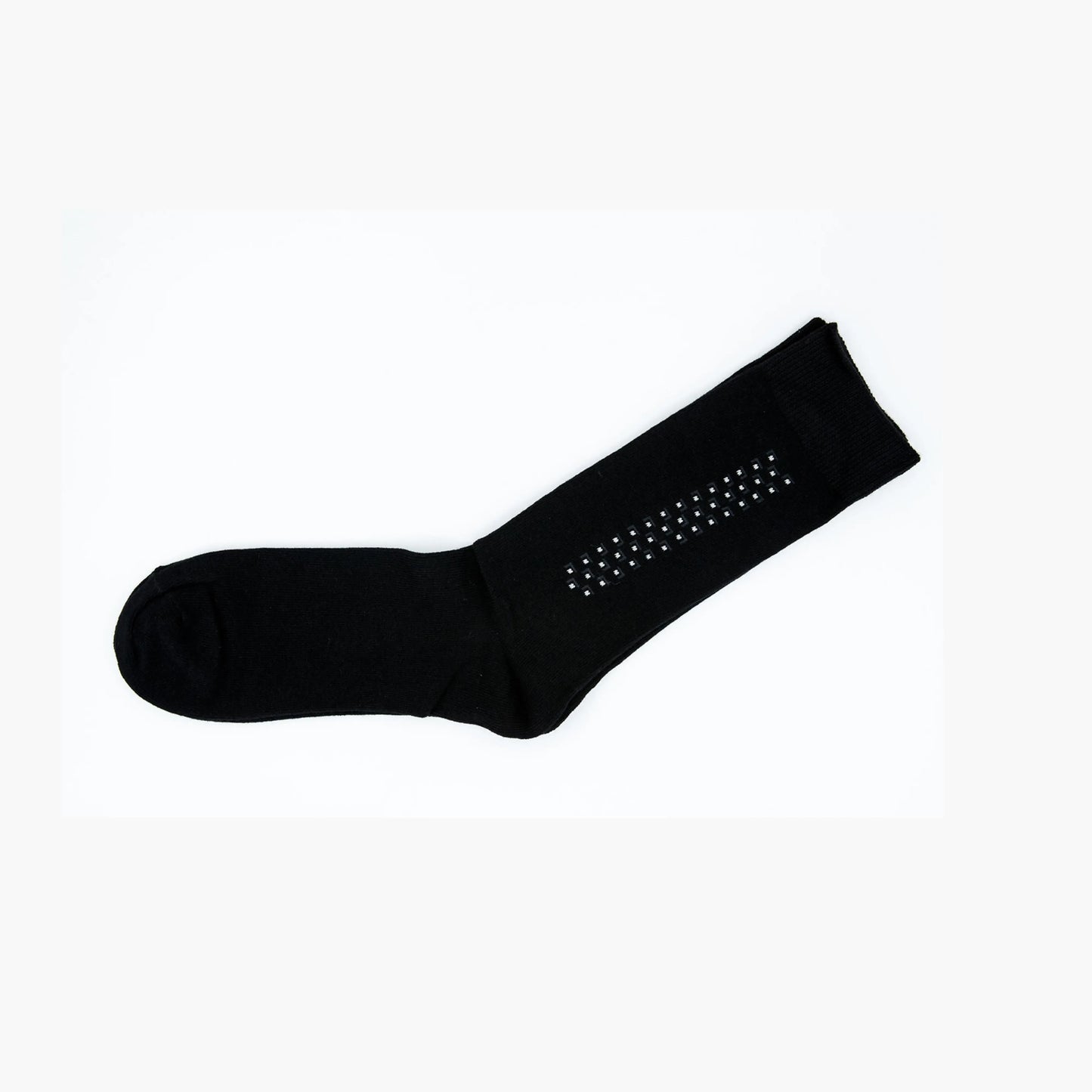 Men Black Pattern Premium Cotton Blend Mens Crew Socks 6-11 Comfort - Pantsnsox
