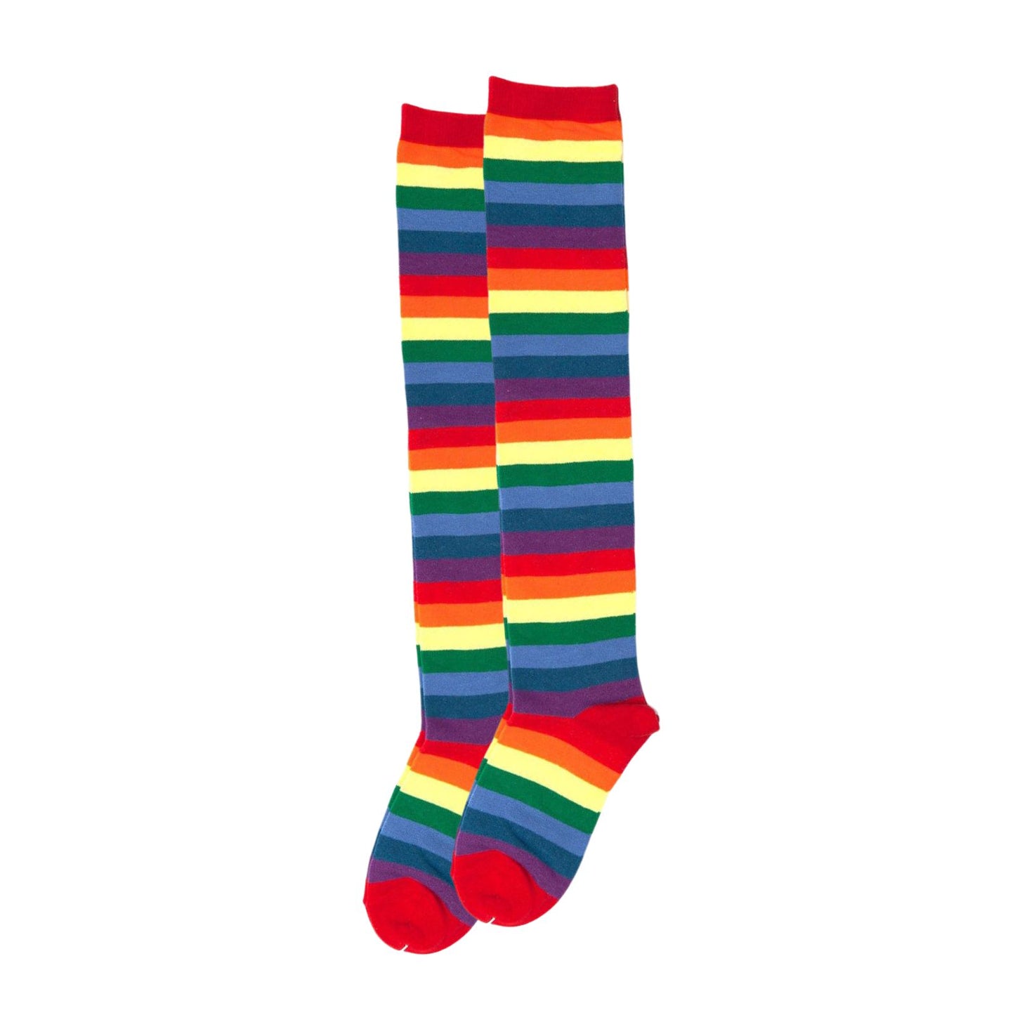 Ladies Rainbow Striped Womens Cotton Knee High Socks Over the Knee Thigh High