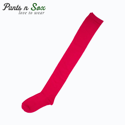 New Womens Ladies Cotton Socks Black Hot Pink Thigh High Socks Size 2-8 - Pantsnsox