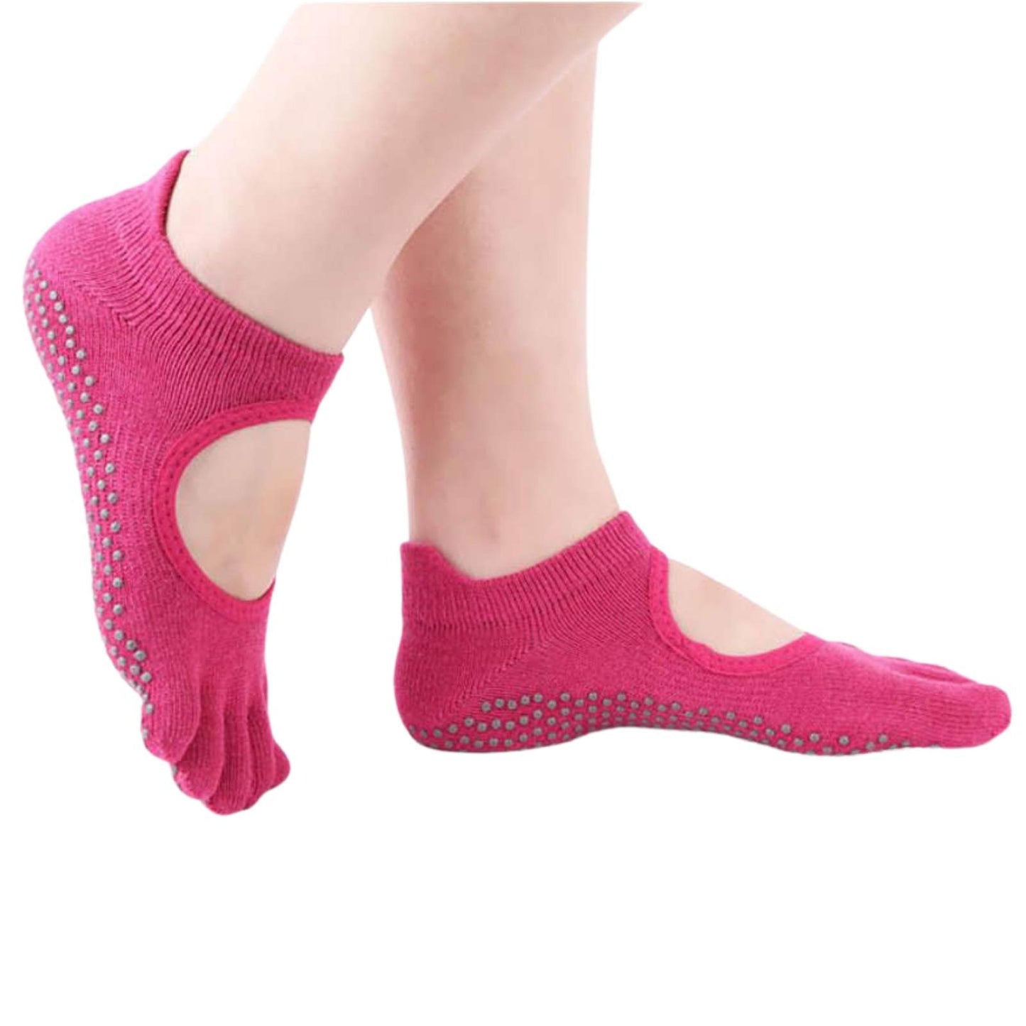 Women Non-Slip Toe Socks 5 Pairs Grip Socks Breathable Yoga Socks