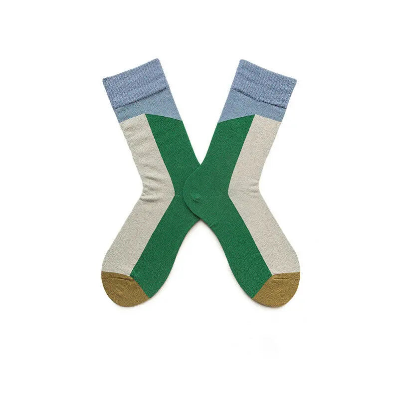 Men Designed Contrast Colors Crew Comfortable Cotton socks 6-11 - Pantsnsox