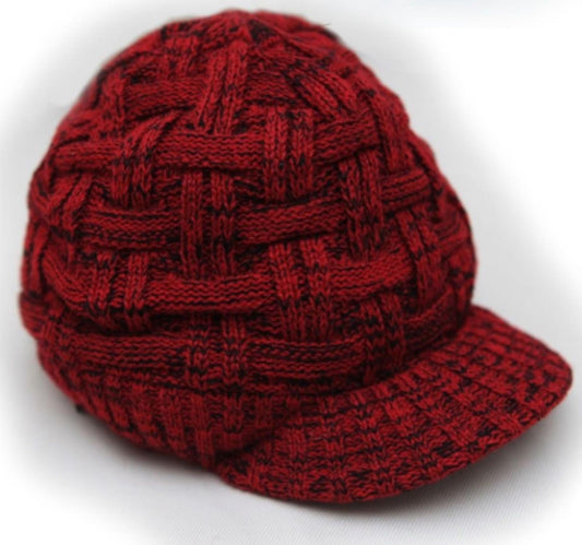 Mens Fashion Knitted Beanies Hats Wintera Ladies Unisex Baggy Beret Cap Hat Black - Pantsnsox