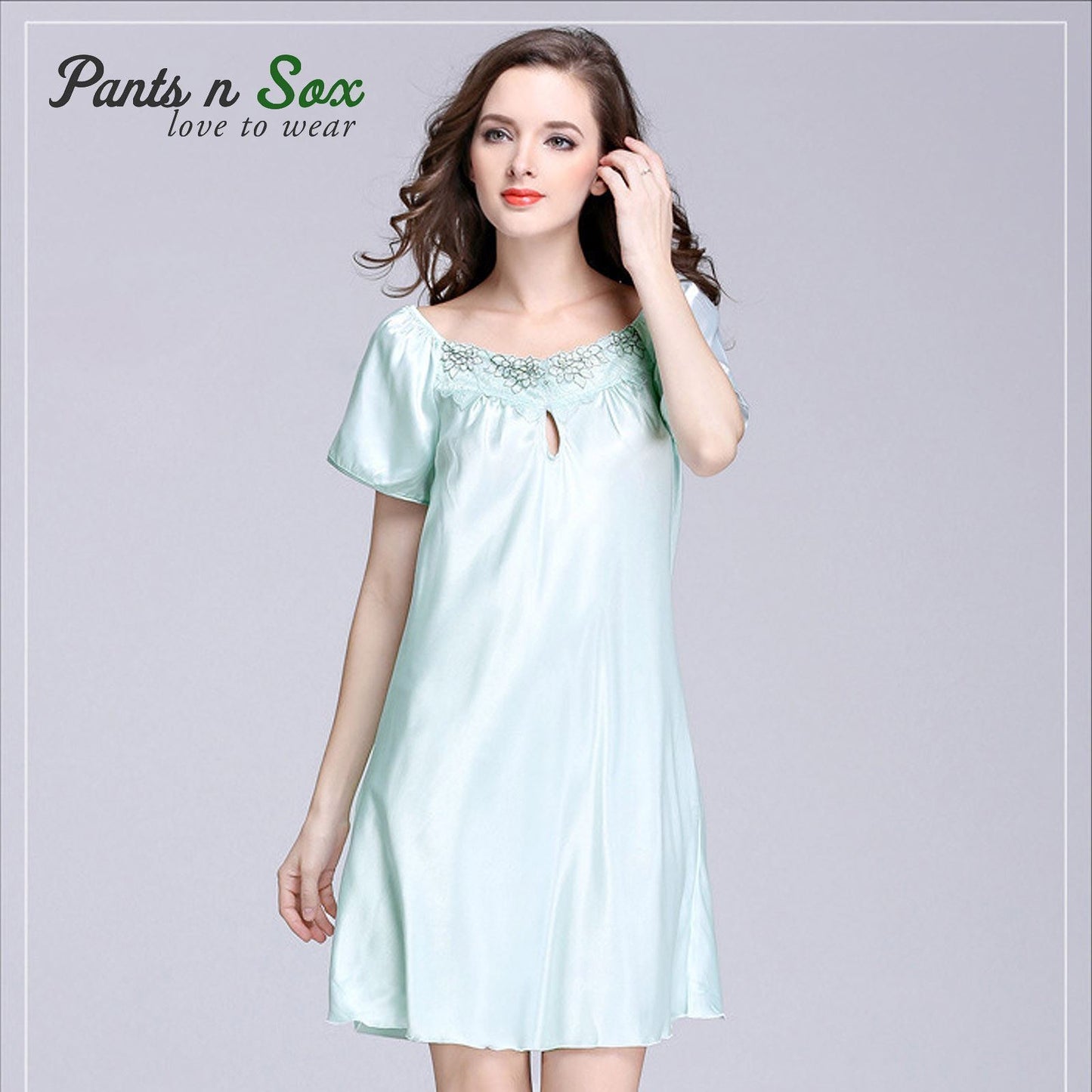 Women Spring Gowns Nightie Silk Feel Sleeveless Ladies Sleepwear Nightdress Pink - Pantsnsox