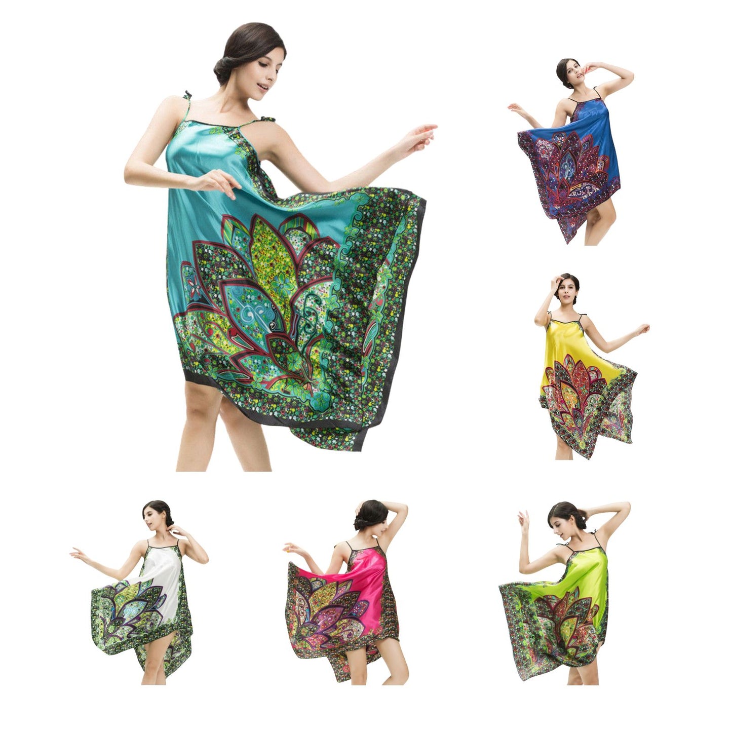 Ladies Silk Touch Nightwear Summer Sling Womens Nightgown Sleepwear Nightie