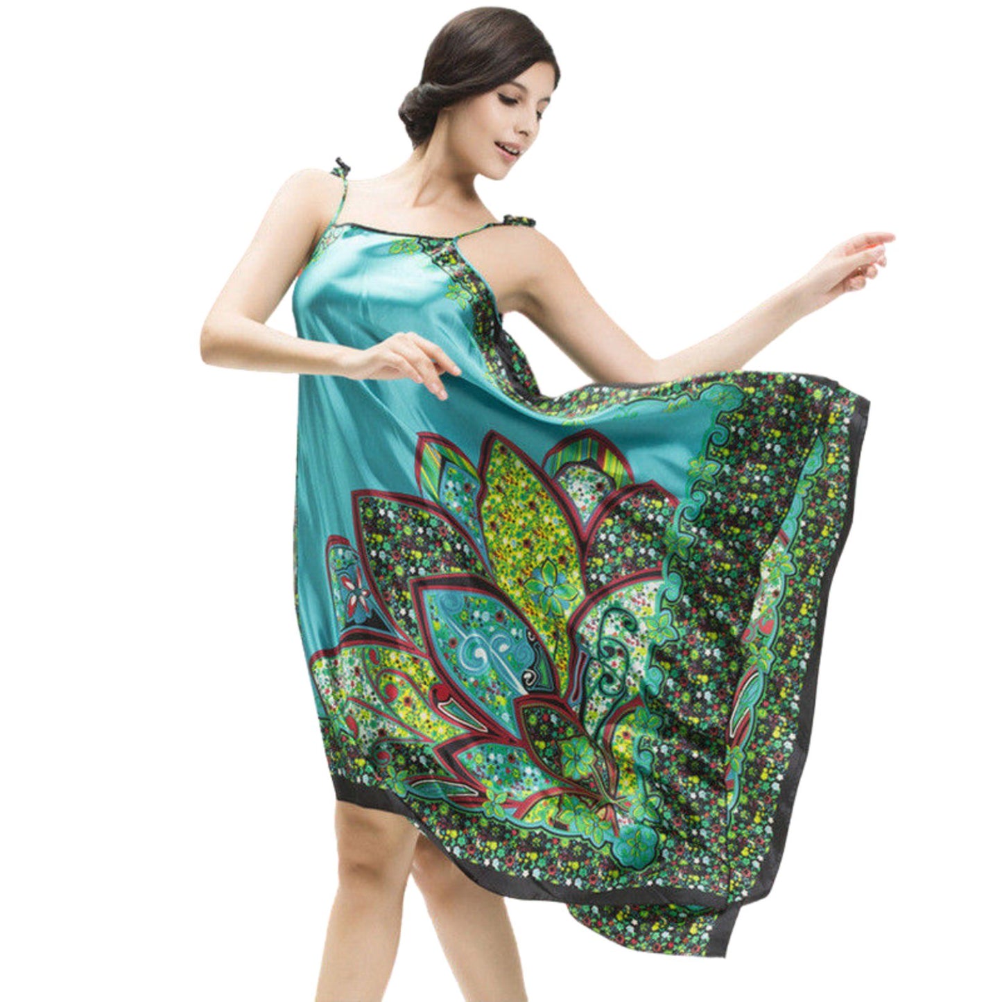 Ladies Silk Touch Nightwear Summer Sling Womens Nightgown Sleepwear Nightie