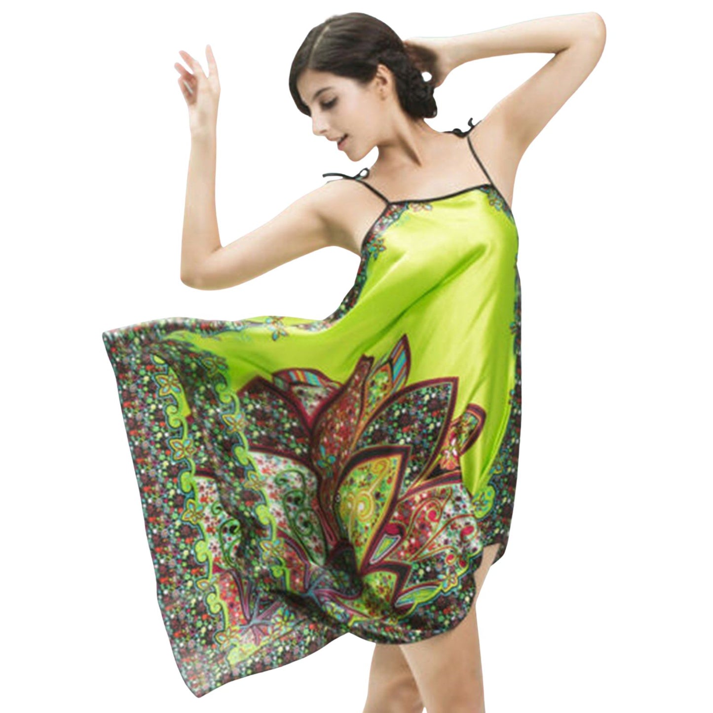 Ladies Silk Touch Nightwear Summer Sling Womens Nightgown Sleepwear Nightie