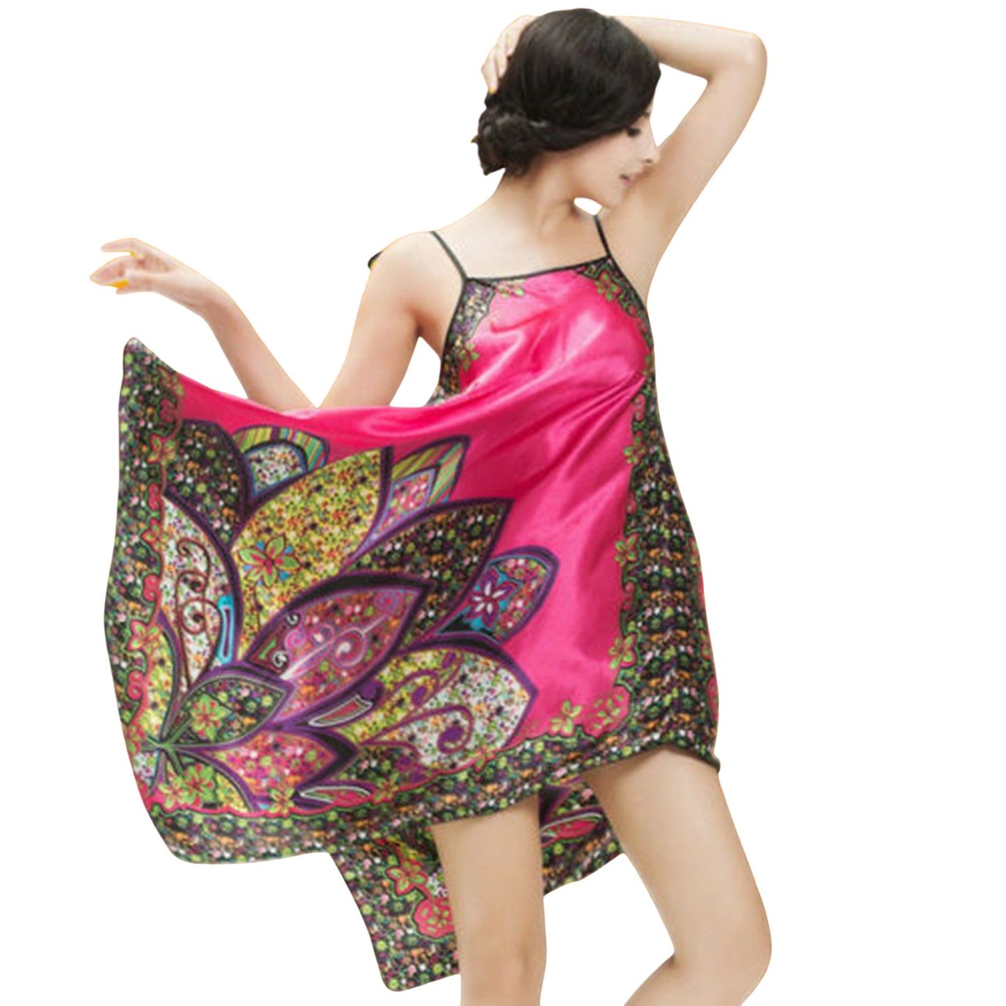 Ladies Silk Touch Nightwear Summer Sling Womens Nightgown Sleepwear Nightie