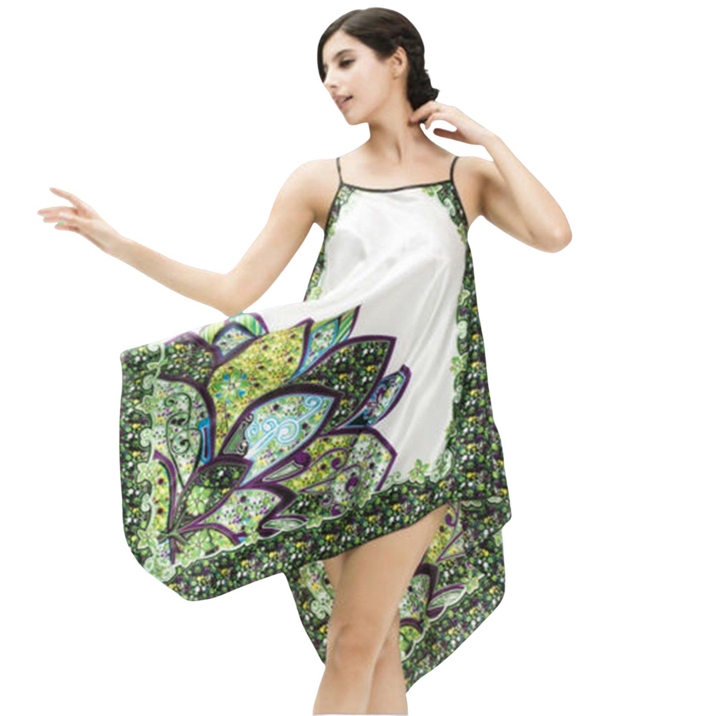 Ladies Silk Touch Nightwear Summer Sling Womens Nightgown Sleepwear Nightie