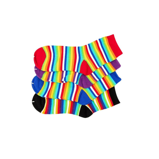 Rainbow Stripe Ladies Crew Cotton Socks Womens Casual Sports Socks 2-8 - Pantsnsox