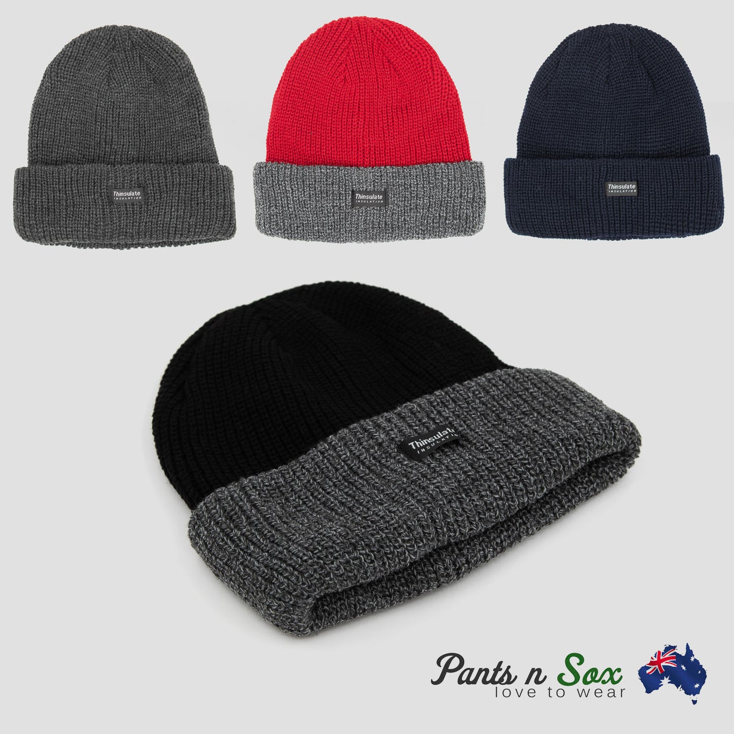 Fashion Knitted Hats Winter Ladies Unisex Hat Black Red Grey - Pantsnsox