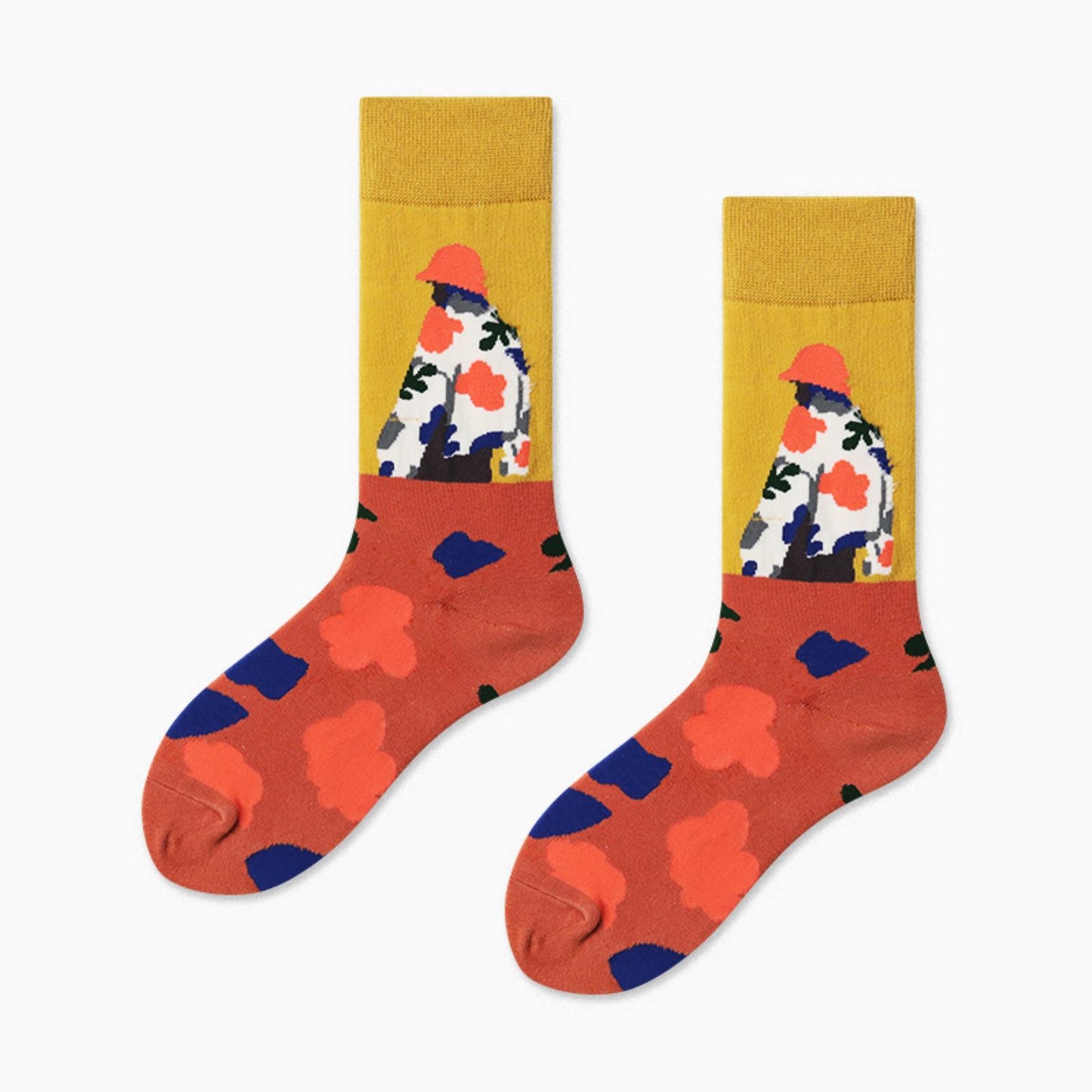 Womens Girls Bears Paint Cartoon Casual Cotton Creative Crew Socks - Pantsnsox
