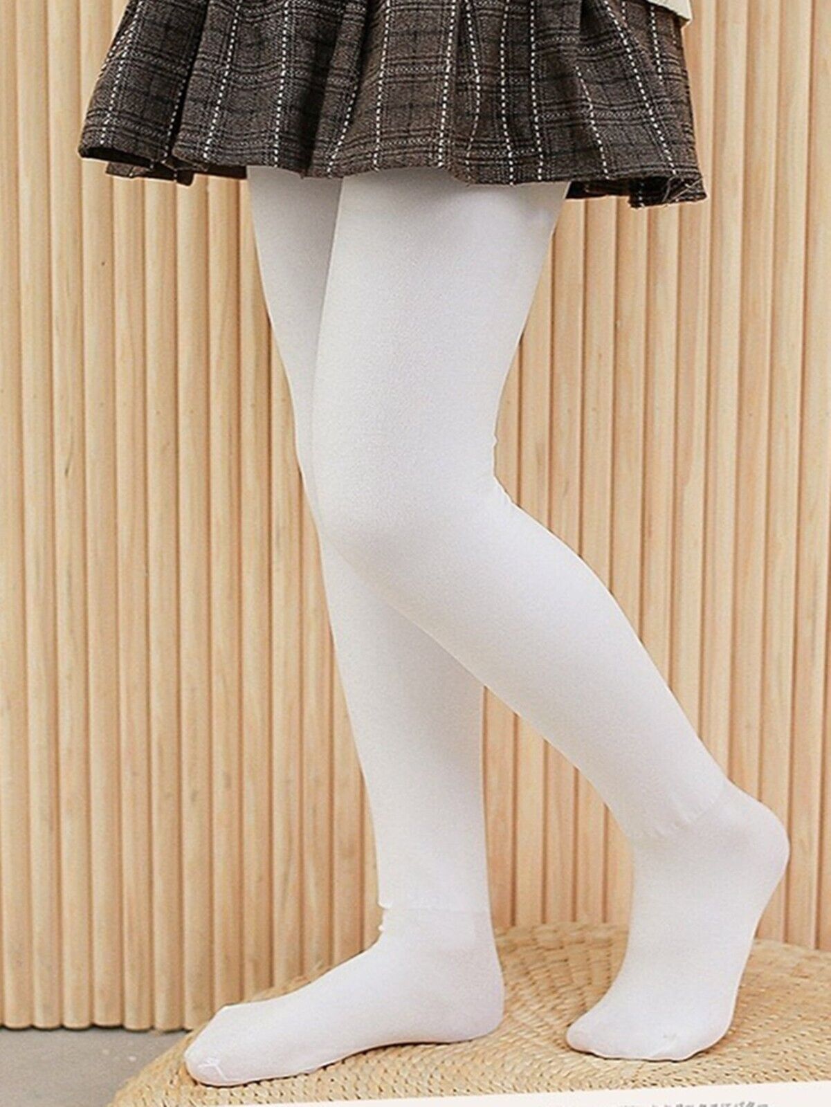 Winter School Cotton Tights - White Pantsnsox