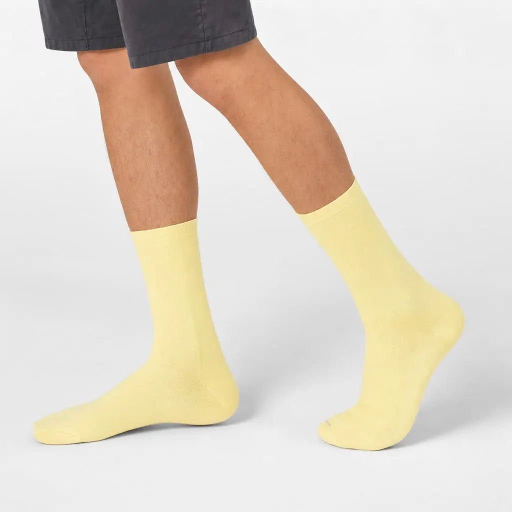 12 Pairs Yellow Premium Cotton School Socks model image