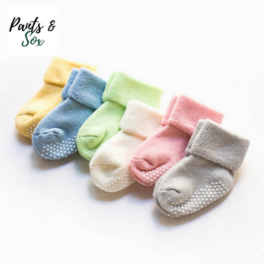 Pantsnsox 6 Pairs Unisex Thick Cotton Baby Anti-Slip Socks