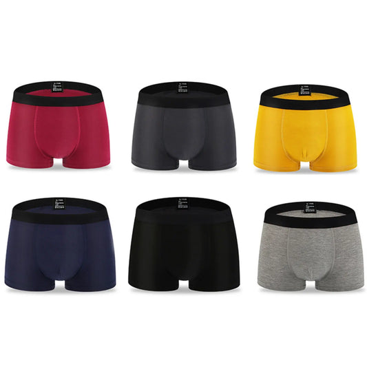 Mens Modal Fiber Boxer 6 Pairs Men Trunk Black Blue Grey Red Yellow Underwear