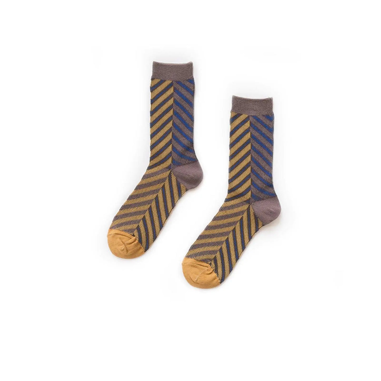6 x Women Fashion Striped Contrast Color Crew Ladies Casual Cotton Socks 2-8