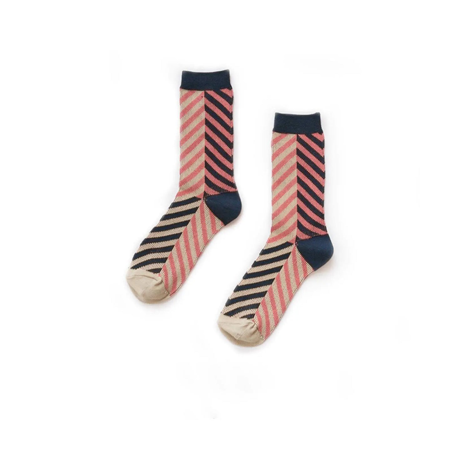 6 x Women Fashion Striped Contrast Color Crew Ladies Casual Cotton Socks 2-8
