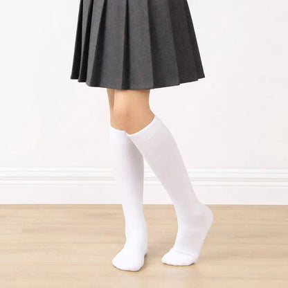 6 Pairs Girls White School Knee High Socks model image