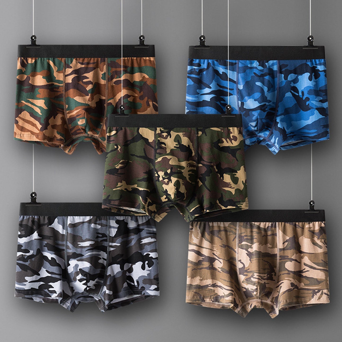 Mens 5 Pairs Camouflage breathable Underwear