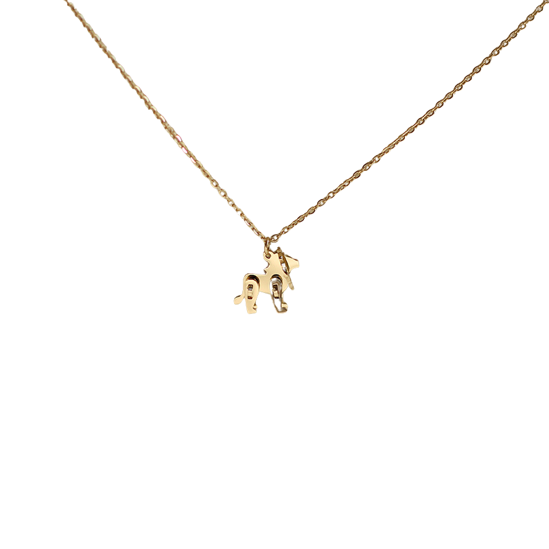 Charming Gold-Plated Block Lion Pendant Necklace