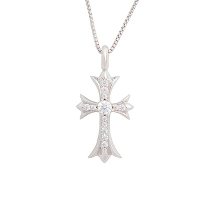 925 Silver Bezel-Set Diamond Cross Pendant Necklace - Secure Everyday Comfort Design