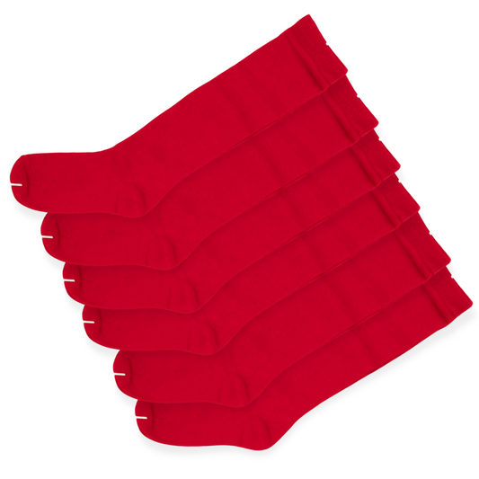 Girls 6 Pairs of Socks Red School Knee High Socks