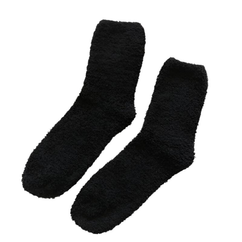 Fluffy Winter 6 Pack Sleeping Bed Socks Thick Unisex Black