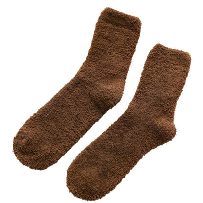 Fluffy Winter 6 Pack Sleeping Bed Socks Thick Unisex Brown