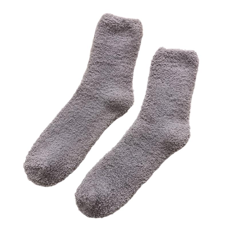 Fluffy Winter 6 Pack Sleeping Bed Socks Thick Unisex Light Grey