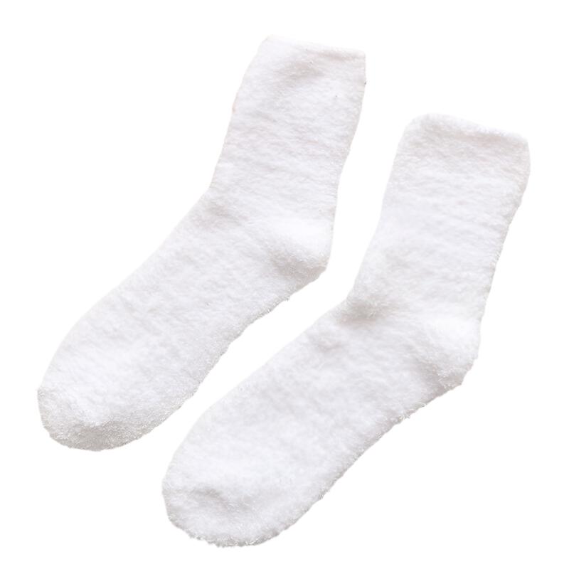 Fluffy Winter 6 Pack Sleeping Bed Socks Thick Unisex White