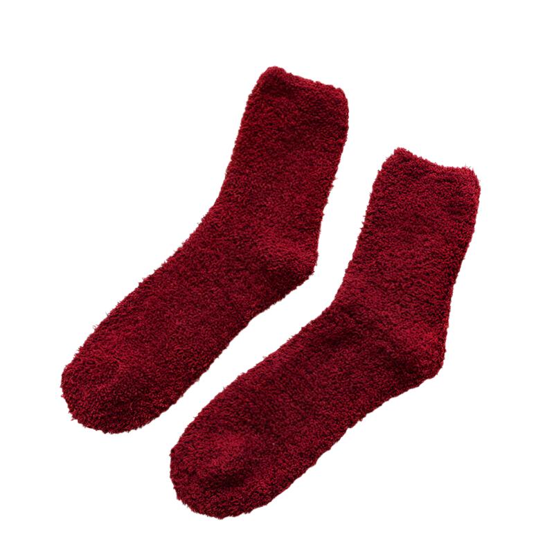 Fluffy Winter 6 Pack Sleeping Bed Socks Thick Unisex Red