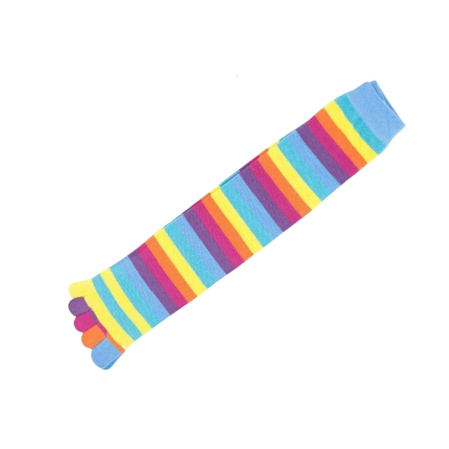 2 Pairs Five Finger Ladies Knee High Toe Socks Rainbow Size 2-8 Womens AU Stock Pantsnsox