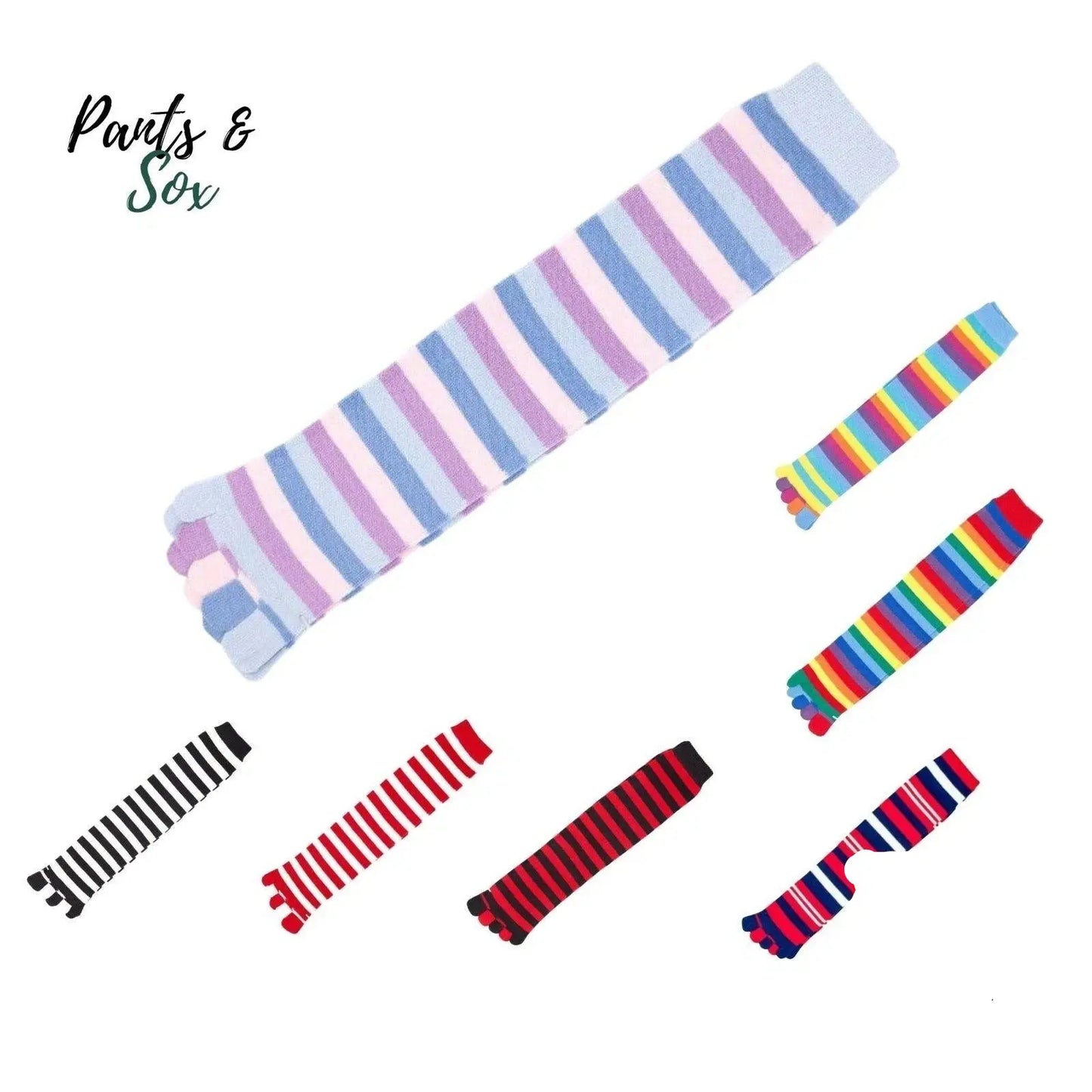Five Finger Ladies Knee High Toe Socks Rainbow Size 2-8 Womens AU Stock Pantsnsox