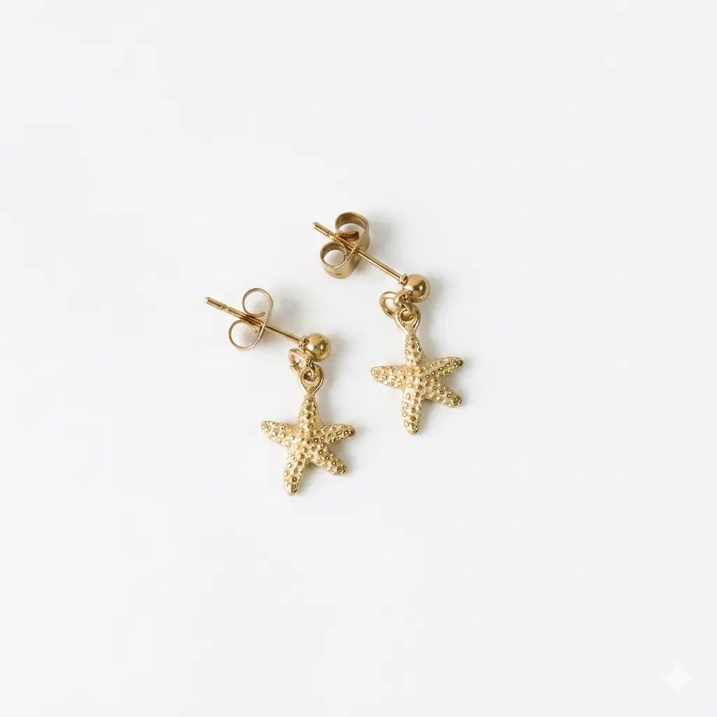 Plated Sea Star Drop Earrings for Women, Dangle Stud Earrings, Gift Crushes.
