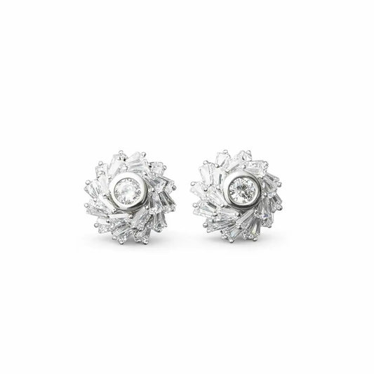 Cubic Crystal Star Flower Rhinestone Stud Earrings in Sterling Silver, Bridesmaid Gift Crushes.