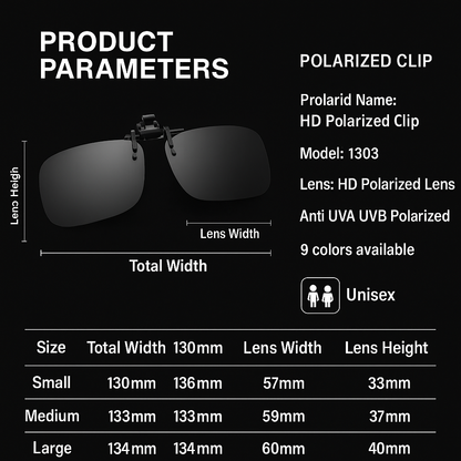 UV400 Polarized Flip-Up Clip-On Sunglasses - Universal Fit for Driving