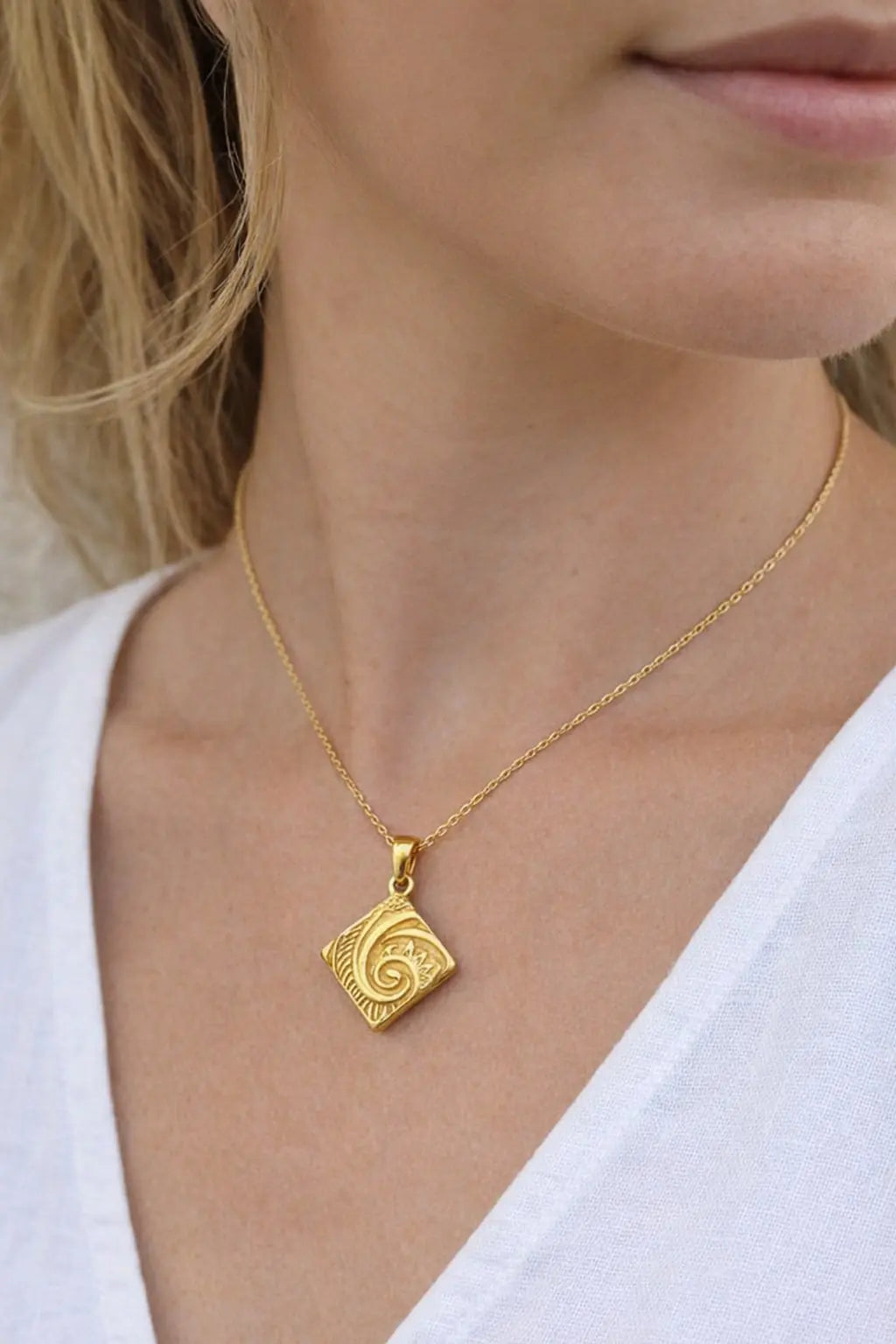 Forest Swirl Golden Charm Pendant model image