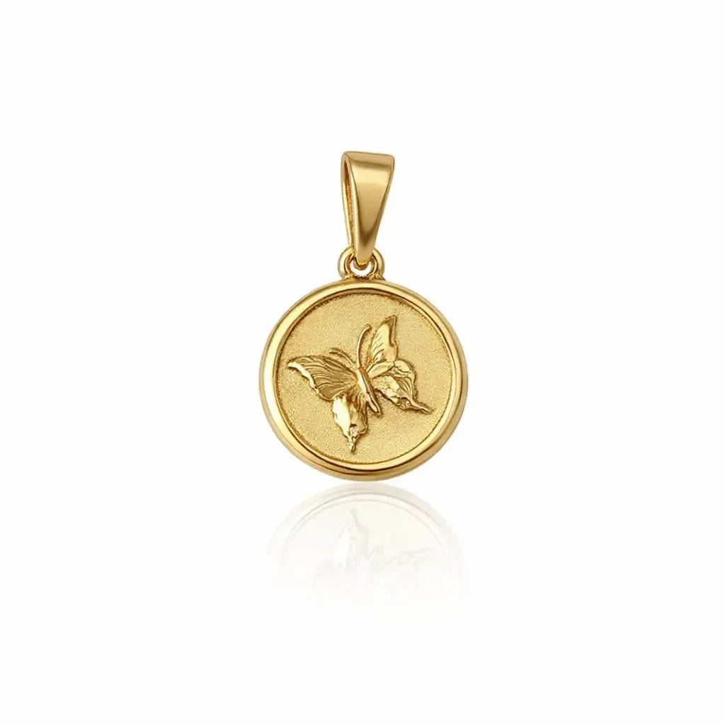 Gold Plated Roman Coin Pendant sku-5-L05 圆形蝴蝶 marketplace image